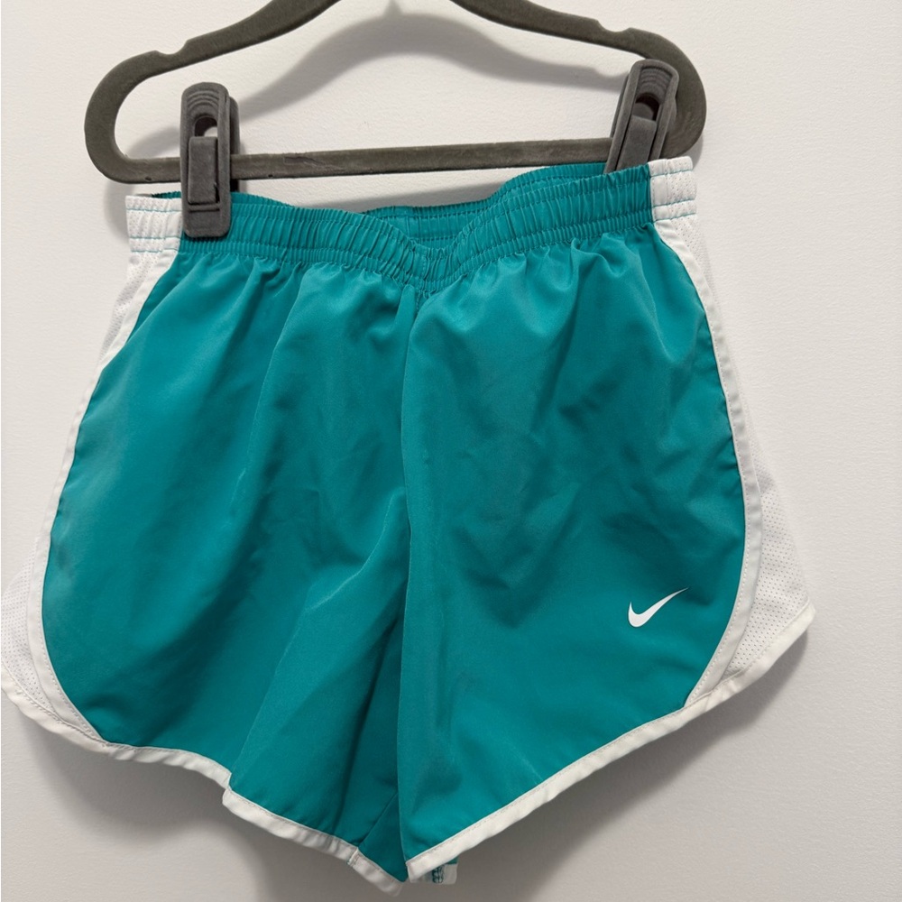 Nike Girls Teal Athletic Shorts with White Trim